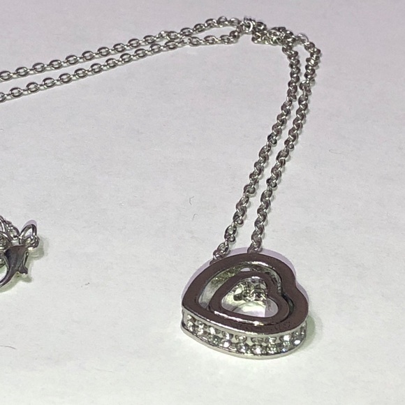 New silver 925 double heart adjustable necklace - Picture 2 of 2